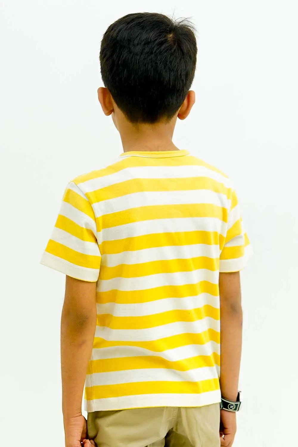 Boy's Short Sleeves Yarn Dyed Crew